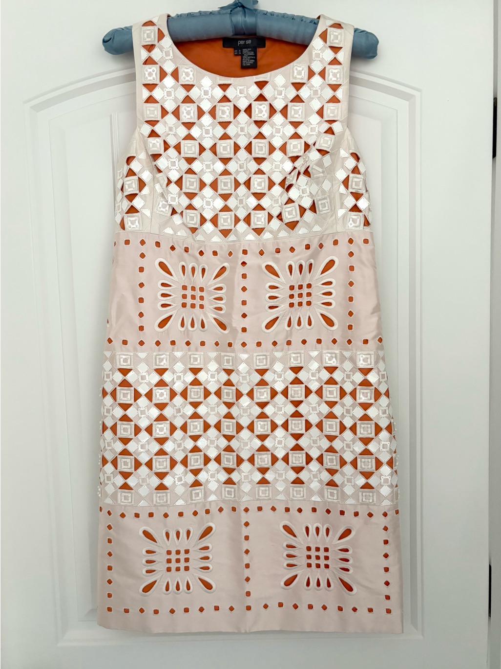Per Se By Carlisle Silk Beaded And Embroidered Cutouts Orange And White Size 6